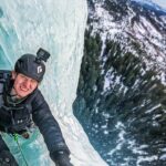 Cascade de glace au Bridal Veil Falls dans le Colorado - USA