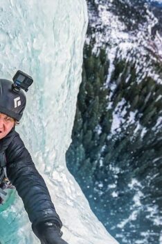 Cascade de glace au Bridal Veil Falls dans le Colorado - USA