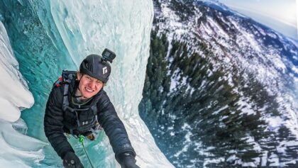 Cascade de glace au Bridal Veil Falls dans le Colorado - USA