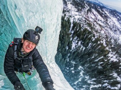 Cascade de glace au Bridal Veil Falls dans le Colorado - USA