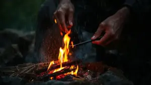 Comment allumer un feu sous la pluie battante ?